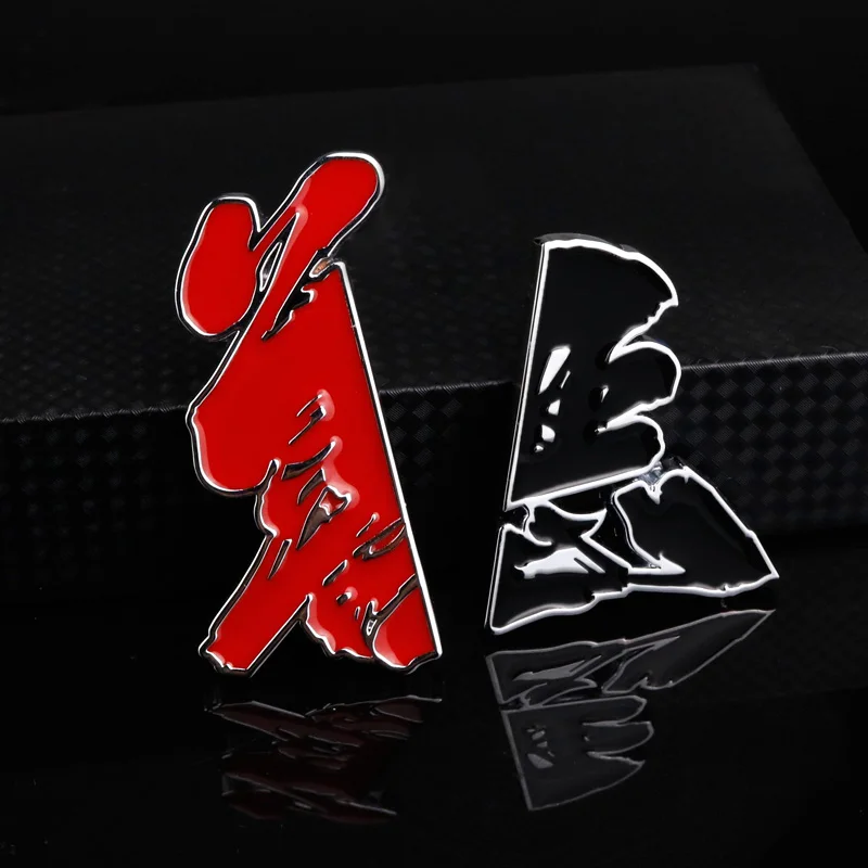 Good Or Evil Car Auto Emblem Sticker Japan Style Merged Letter 3D Metal  Black Red Badge Window Motorcycle Decal Decor Accessorie