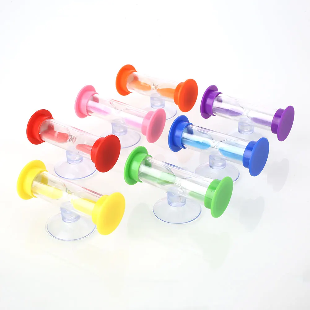 

Convenient Hourglass ABS Bathroom Toy Gadget Gift Shower Timer Colorful with Sucker Home Accessories Sand Clock Bathing Tool