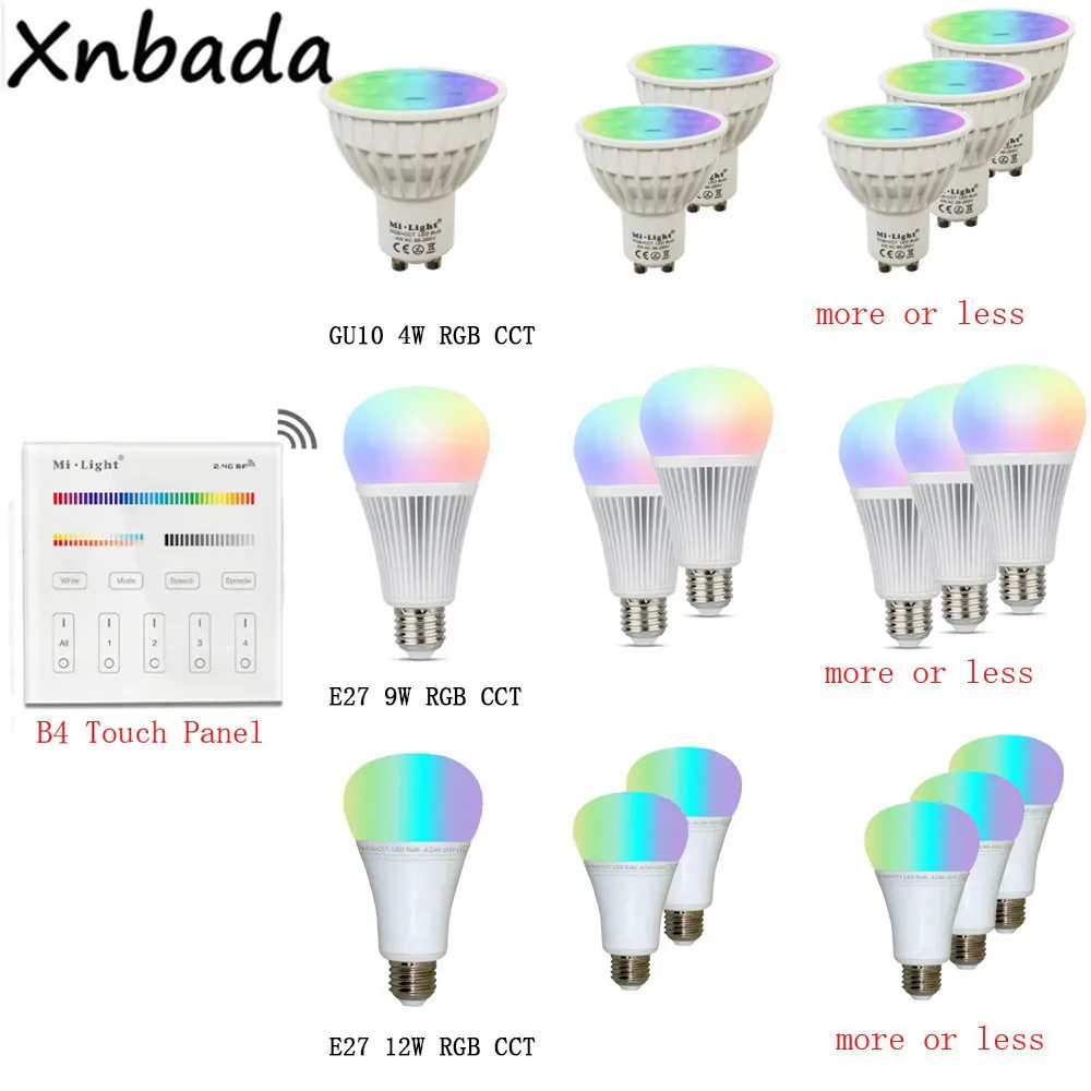 Светодиодная лампа Mi light MiBoxer 2 4G умная Беспроводная MR16 GU10 E14 E27 4 Вт 5 6 9 12 CCT/RGBW/RGBWW/RGB +