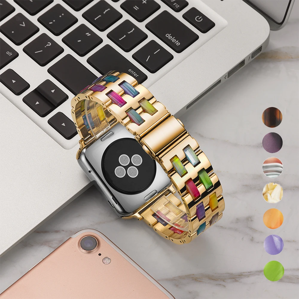 Женский ремешок для часов iwatch 5 4 3 38 мм 42 из смолы apple 40 44 Петля нержавеющей стали 2 1