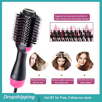 

Hair Dryer Brush - Hot Air Brush with ION Generator and Ceramic Coating for Fast Drying, Hair Dryer and Styler for Salon