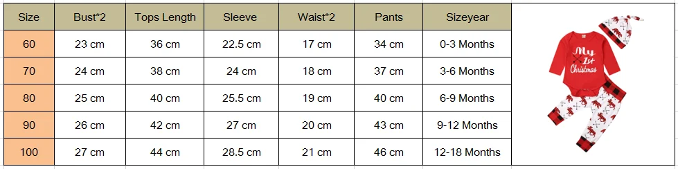 Детский Рождественский комбинезон из 3 предметов для маленьких мальчиков и девочек, длинные леггинсы, брюки с оленем, шапка, наряды, Рождественский комплект, хлопковая теплая одежда со стрелками для детей 0-18 месяцев