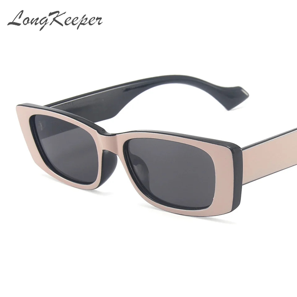 Long Keeper Gafas de sol rectangulares sin montura UV400 Gafas cuadradas sin marco de moda antideslumbrante para mujer