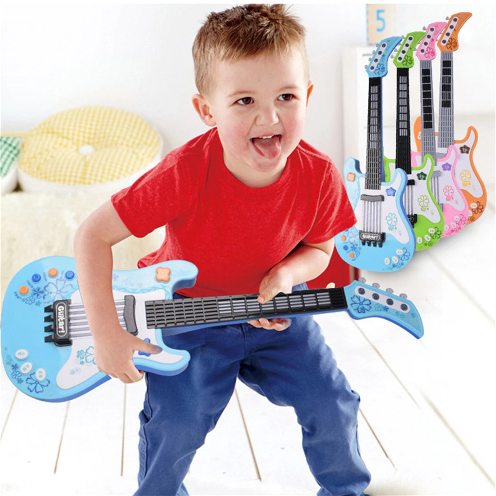 Guitarra eléctrica de juguete para niños, instrumento educativo para principiantes, para fiesta, regalo interactivo para padres e hijos|Instrumento musical de juguete| AliExpress