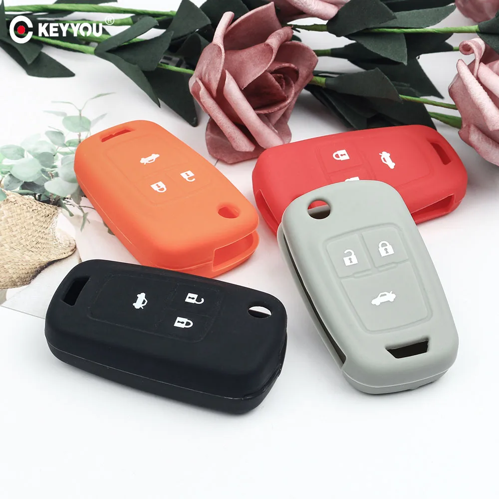 

KEYYOU Remote Silicone Key Cover Case for Chevrolet Cruze AVEO SAIL TRAX MALIBU CAPTIVA For Opel VAUXHALL Car Key Rubber Cover