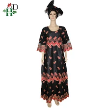 H& D бисером кружева платья для женщин Африканский Базен платье с головным галстуком дамы размера плюс Дашики платья африканские женские платья