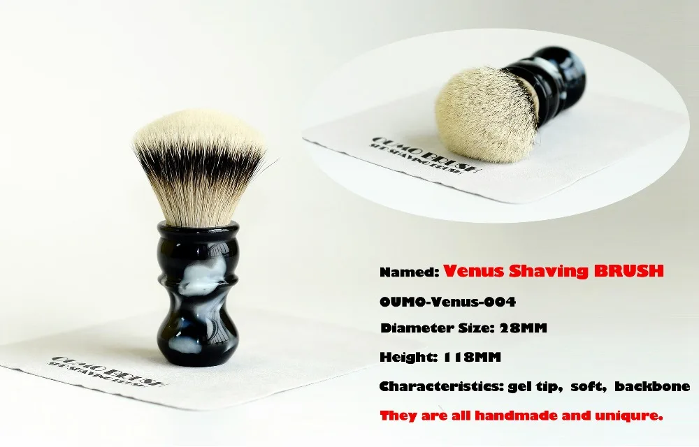 OUMO Brass-.11.29 обновленные кисти для бритья Venus с шелковыми SHD HMW silvertip узлами