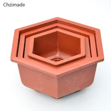 Chzimade шестиугольный пластиковый цветочный горшок бонсай для небольших цветочных растений горшок зеленый ящик для растений украшение дома