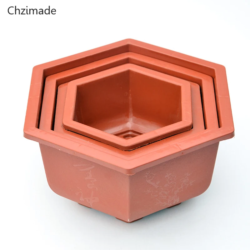 Chzimade шестиугольный пластиковый цветочный горшок бонсай для небольших цветочных