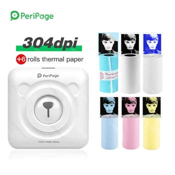 Impresora de fotos inalámbrica portátil Bluetooth Impresora fotográfica de bolsillo PeriPage A6 Mini impresora térmica Conexión USB Impresoras Fotos