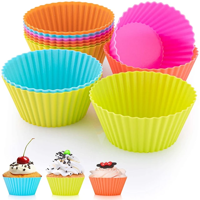 Silicone Baking Cups,12pcs-Reusable Baking Cups Wrappers Molds for Baking,  Muffin Cupcake Liners Wrappers & Dishwasher Safe