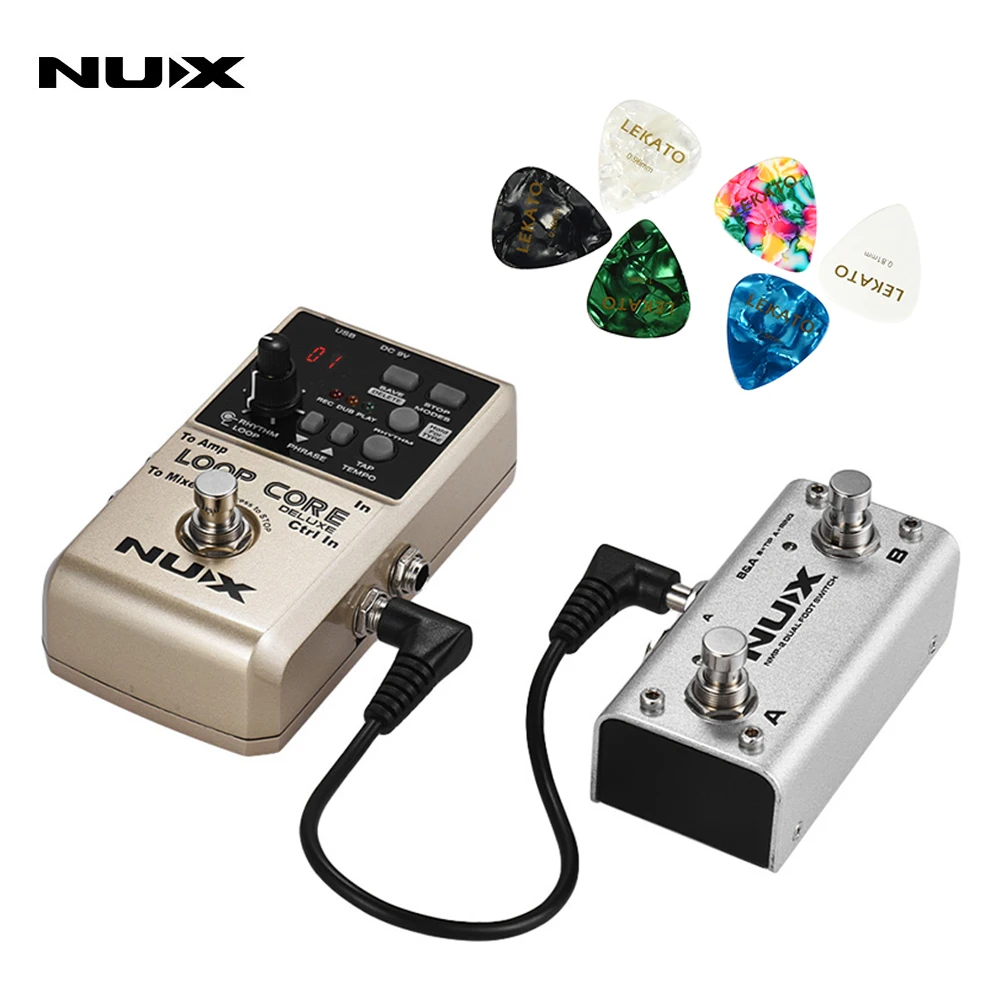

Nux Loop Core Deluxe Guitar Effect Pedal Loop Electric Guitar Parts 8H Built-In 40 Drum True Bypass Musical Instruments