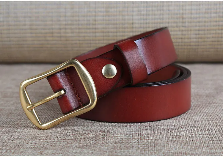 2020 Solid Brass Belt Buckle Full Grain 100% Men's Leather Belt Men's Luxury Brand High Quality Trendy Luxury Leather Jeans Belt