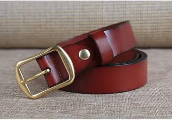 

2020 Solid Brass Belt Buckle Full Grain 100% Men's Leather Belt Men's Luxury Brand High Quality Trendy Luxury Leather Jeans Belt