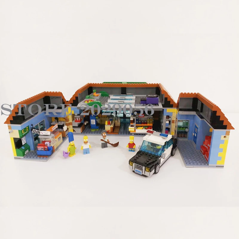 16004, конструктор, мультяшный дом Kwik-E-Mart, 2232 шт., модель 71016, уличный вид, строительные наборы, блоки, кирпичи, обучающие игрушки