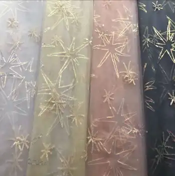 

2020 New Non-Elastic Brocade Mesh Starry Sky Magic Sequin Embroidery Lace Fabric Designer Diy Women Dress Material Tulle Fabric
