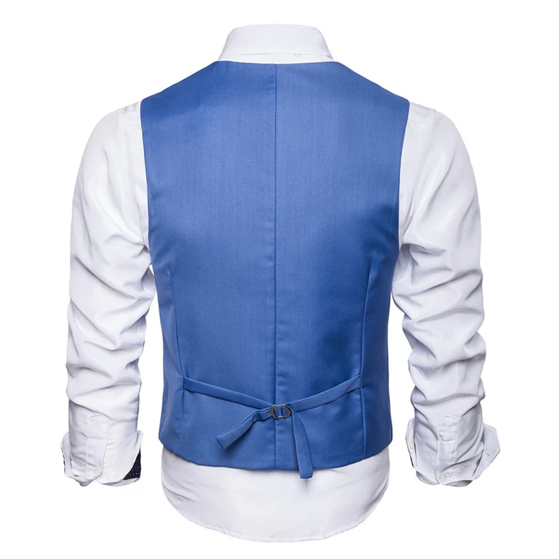 Men Suit Vest Autumn New Solid Jacket Sleeveless Business Casual Male Social Vest Black Gray Blue Fashion Plus Size Waistcoat