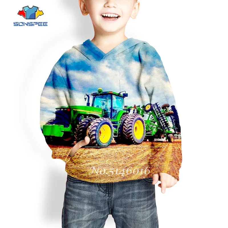 SONSPEE Harajuku/детский пуловер с 3D принтом «Трактор»; Повседневная Уличная одежда для маленьких мальчиков; модная детская толстовка с капюшоном; t430 - Цвет: 13