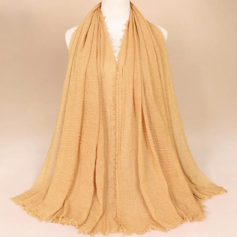 Цена! 190x100 см женский шарф Мусульманский морщинка хиджаб шарф Femme musulman мягкий хлопок платок исламские шали и обертывания - Цвет: 81