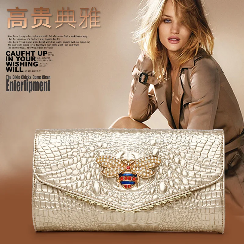 

2019 Europe And America Style One-Shoulder Chain WOMEN'S Bag Spring Summer New Style Crocodile Pattern Cool Origional Genuine Le