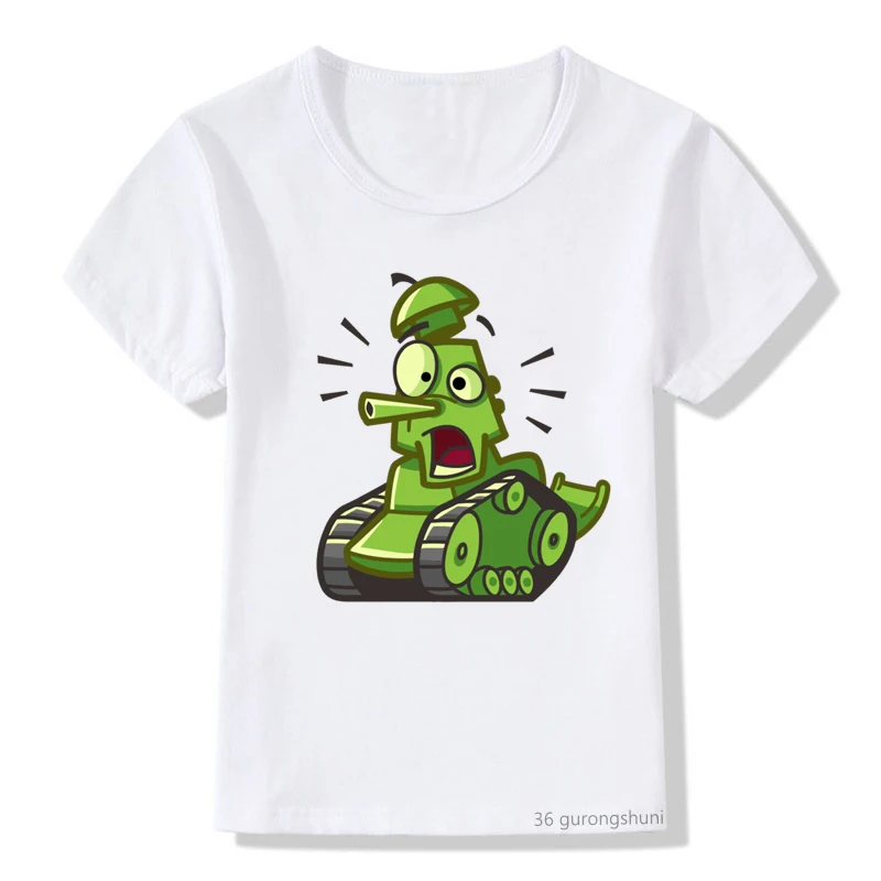 

Tank Cartoon Print T Shirt Children Clothing T-shrt Funny Boys/girls Harajuku Summer Tops Short-sleeved Tops Kids T Shirts