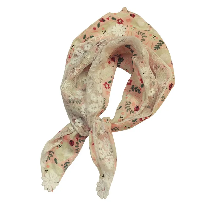 Детский осенне-зимний шейный платок для девочек, красивый элегантный кружевной мягкий шейный платок с цветочным принтом - Цвет: A11