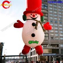 Гелиевый Летающий в небесах гигантский надувной снеговик со шляпой для продажи, Плавающий надувной воздушный мультфильм для рекламного продвижения