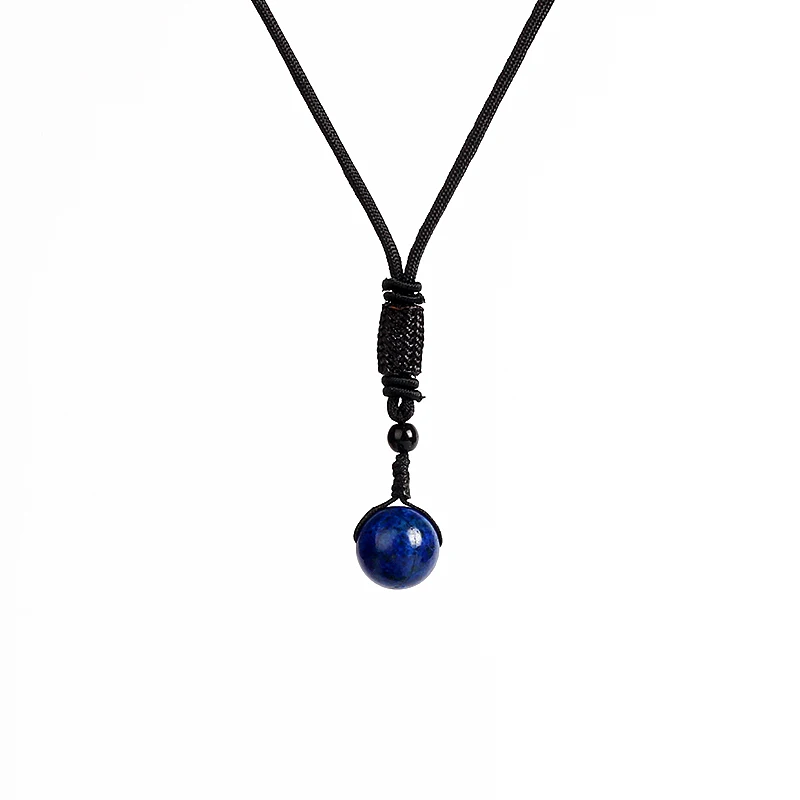 Natural Royal Lapis Lazuli Bead Pendant Necklaces Woman Transfer Good Luck Bead Necklace Amulet Rope Chain Handmade Jewelry Gift - Image 6