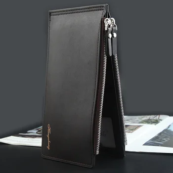 

New Men wallet Leather Double fold long Wallets Zipper Coin Purse Pouch Plastic Credit Bank Card Holder Purse billetera hombre