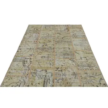 

Handmade Beige Vintage Overdyed Patchwork Area Rug 160x230 Cm-5'3''X7'7''