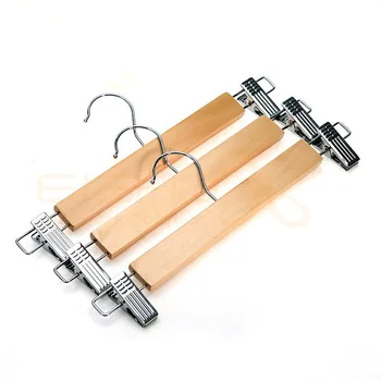 

Wood Retro Skirt Hanger Men Women Children Trousers Organizer with Pant Clips