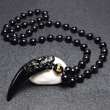Простые волчьи клыки большой кулон черная цепочка мужские ожерелья для женщин ювелирные изделия подарок Новые ожерелья кулоны женские