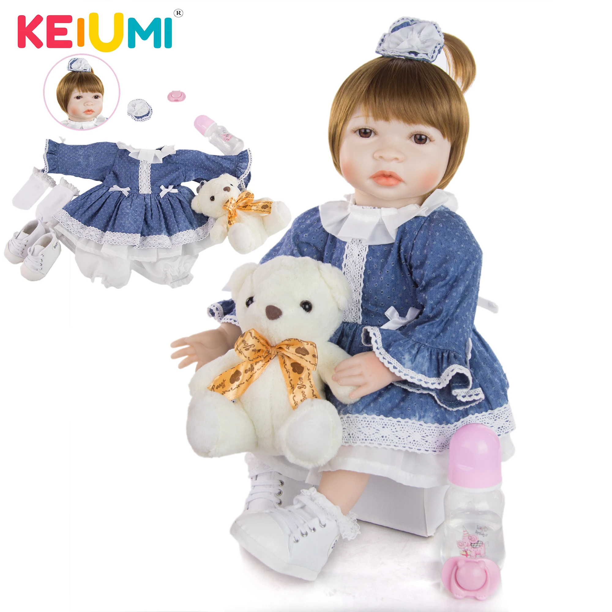 22-дюймовые куклы KEIUMI для маленьких девочек мягкая детская кукла-Реборн