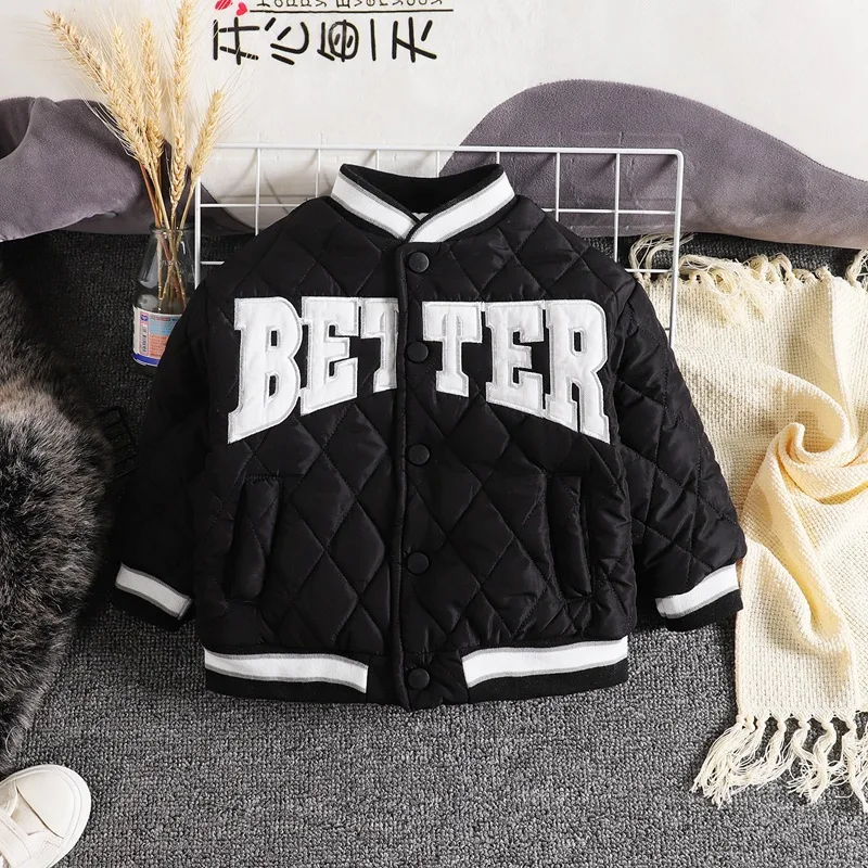 Boys Outerwear Winter Children Fashion Thick Baseball Uniform Jacket For Baby Kids Warm Coats Clothing Toddler Tops Outfits 6Y kids jackets kids cotton clothes