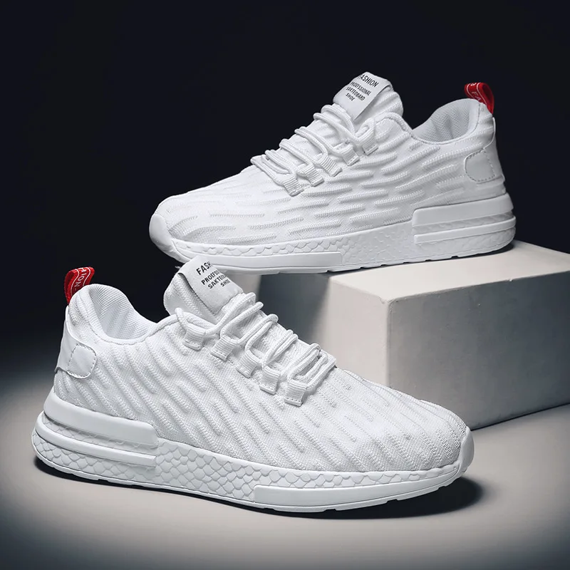 

2019 Summer White Athletic Shoes Teenager Lower-cut Casual Shoes Korean-style Versatile MEN'S Shoes Fly Woven Breathable Running