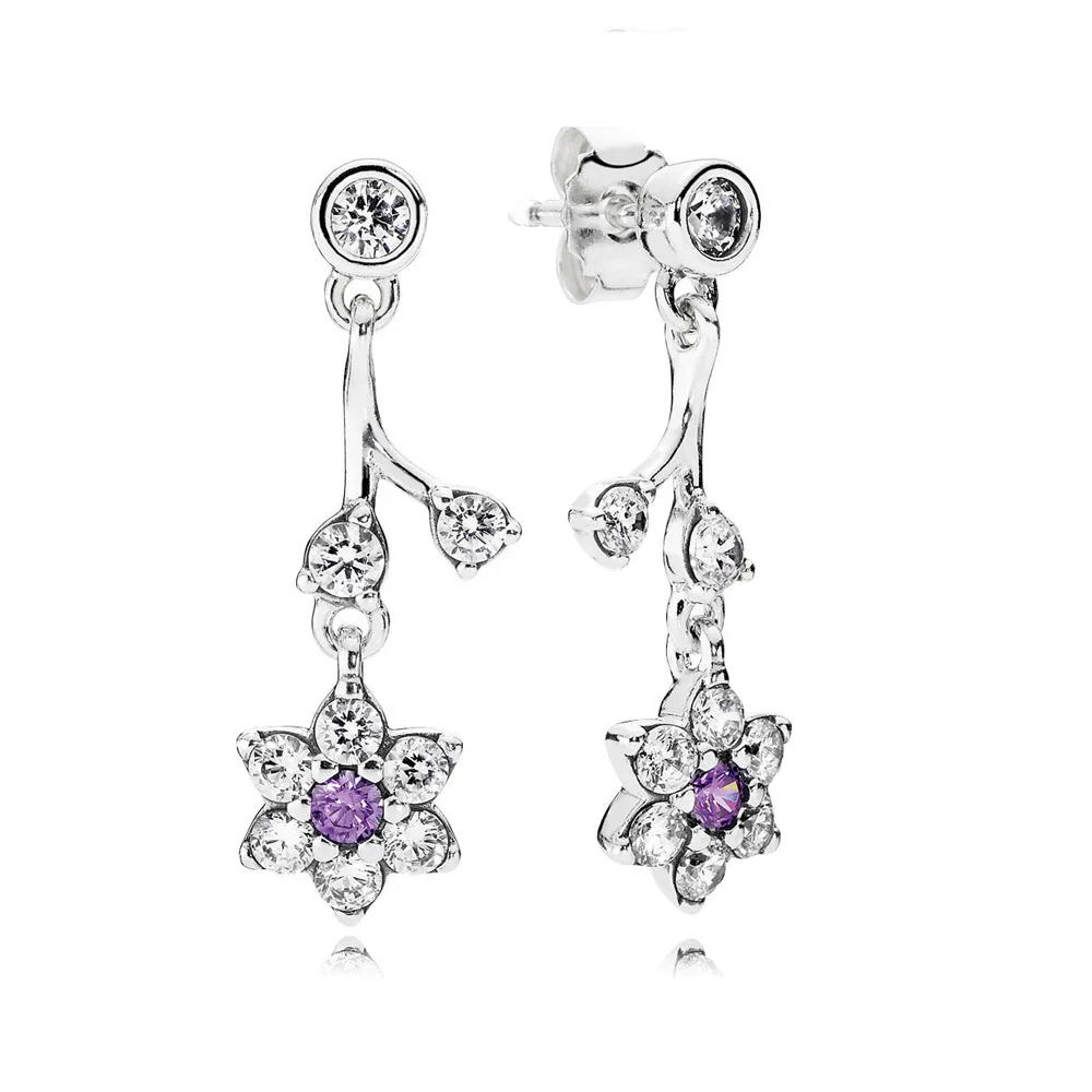 Подлинные 925 пробы Серебряные Оригинальные серьги-гвоздики Forget Me Not Europe для