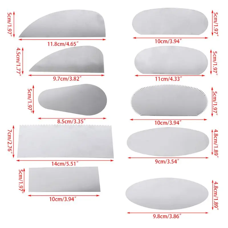 10PCS Pottery Clay Steel Scraper For Polymer Steel Cutter Ceramic Serrated Tools