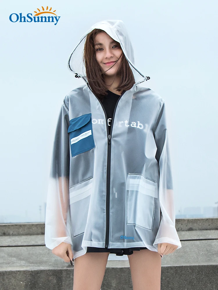 Scooter Nylon Raincoat Women Transparent Travel Hiking Ladies Hooded