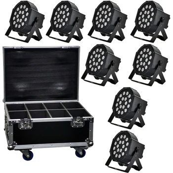 

8 pieces / 18x3w led par light + 1 pieces flight case rgb 3in1 led dyeing par light dmx party dj lights