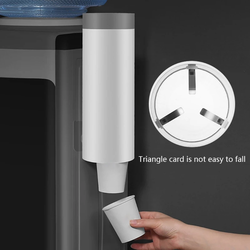 Nordic Style Wall Mount Disposable Paper Cup Dispenser Pull Type Plastic Cup Holder Anti-Dust Storage Rack for Office