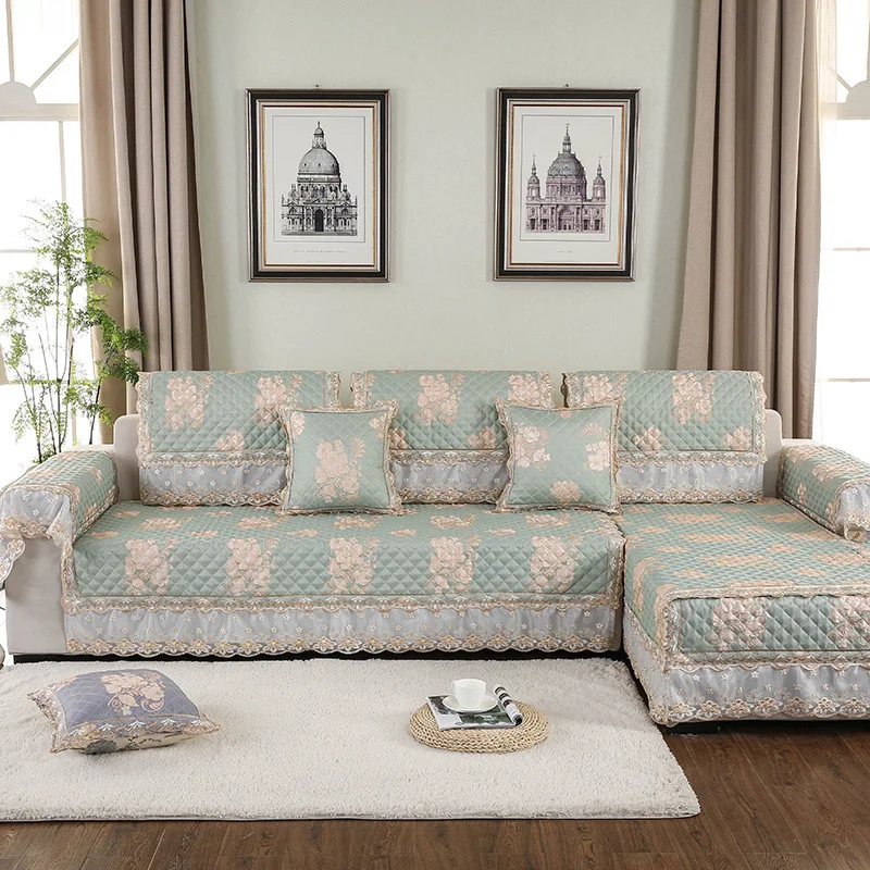 

Top Grade Fabric Jacquard Sofa Pad Living Room European Style Sectional Sofa Cushion Cover Cover Towel