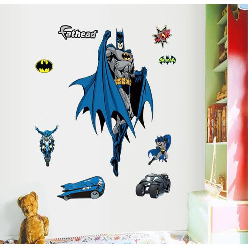 Последний стиль 60*90 см большие съемные наклейки на стену с мотивами из мультфильмов Бэтмен 3D детская комната Домашний Декор настенный Декор стикер