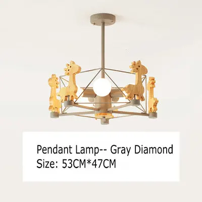 Pendant Lamp Скандинавский зеленый розовый детский потолочный светильник, украшение детской комнаты E27, светодиодный подвесной светильник со звездами и бриллиантами, деревянная Подвесная лампа - Цвет корпуса: Pendant Lamp