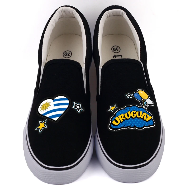 

E-LOV Pop Art Design Uruguay Nation Printed Canvas Shoes Men Loafers Customized Uruguayan Summer Low Top Casual Flats Sapatos