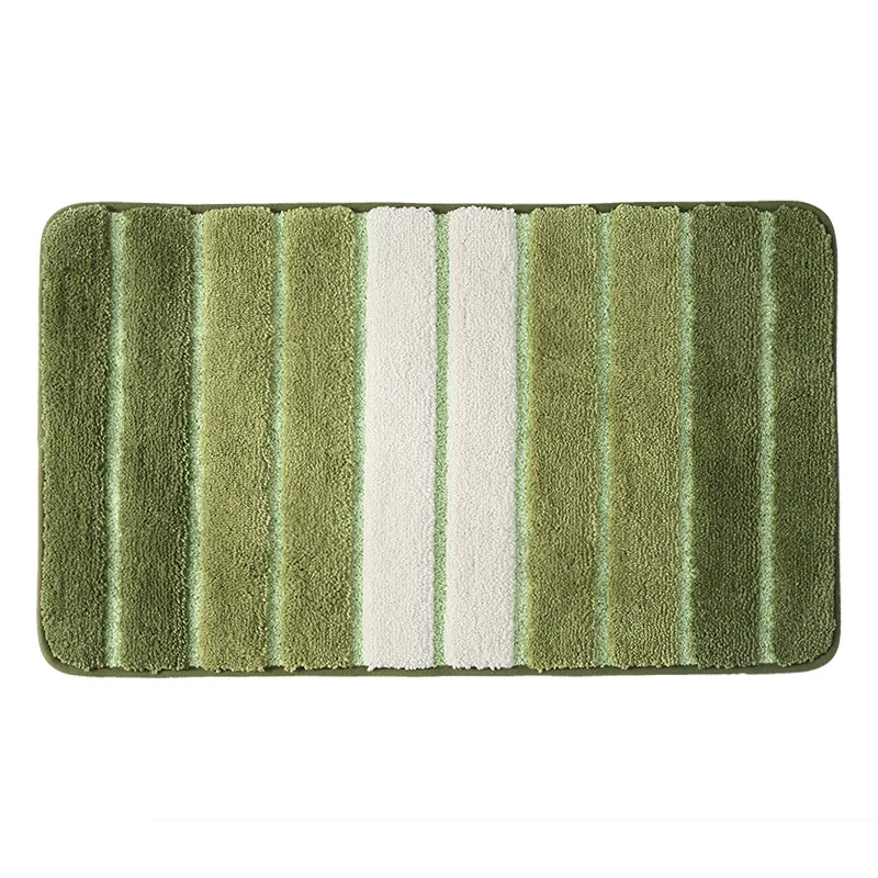 Простой полосатый коврик для ванной комнаты, коврик для туалетной двери, впитывающий ковер, Противоскользящий коврик для ног, коврик для туалета, домашний мягкий коврик для входной двери Wip - Цвет: green