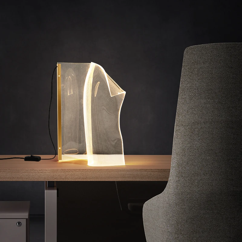 Creative Living Room LED Table Light Light Guide Bedroom Bedside Gold Desk Lamp Modern Nordic Showroom Simple Designer Fixtures
