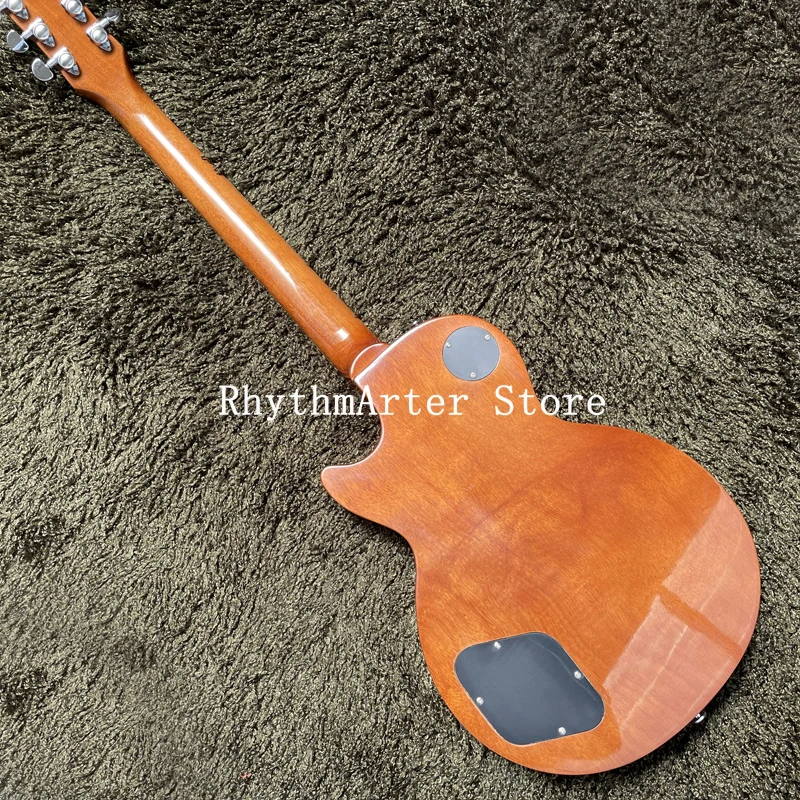 Custom guitar, natural tiger flame decorative body, rosewood fingerboard, chrome alloy hardware, double pickup, free shipping - Image 5