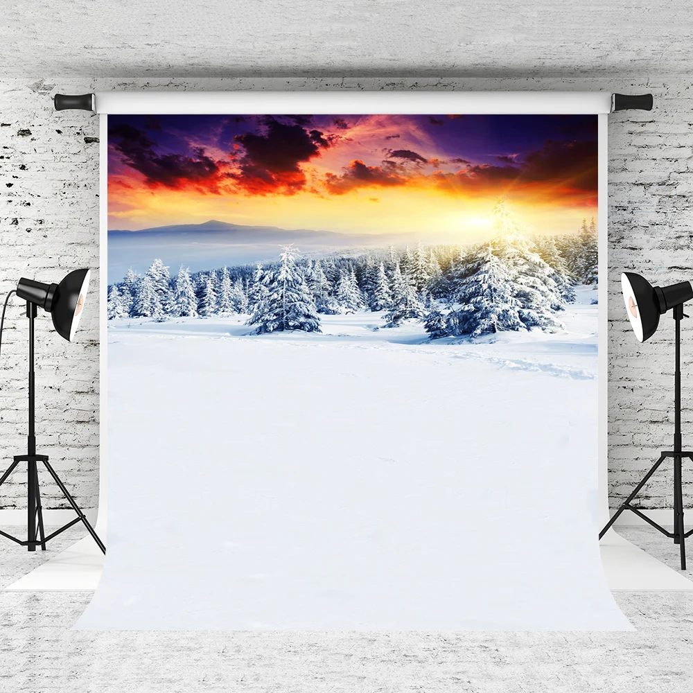 Vinylbds 5x7ft Fantasy Photo Backdrop Cedar Cold Winter Snow Backdrops ...