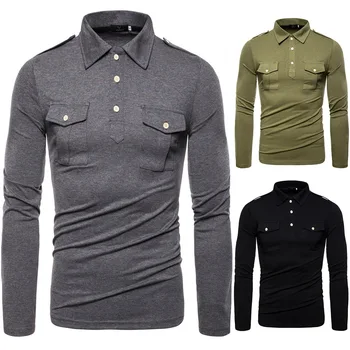 

ZHIJING Military Style European-Style New Autumn Dress European and American Lapel Long-Sleeved T-shirt Shirt