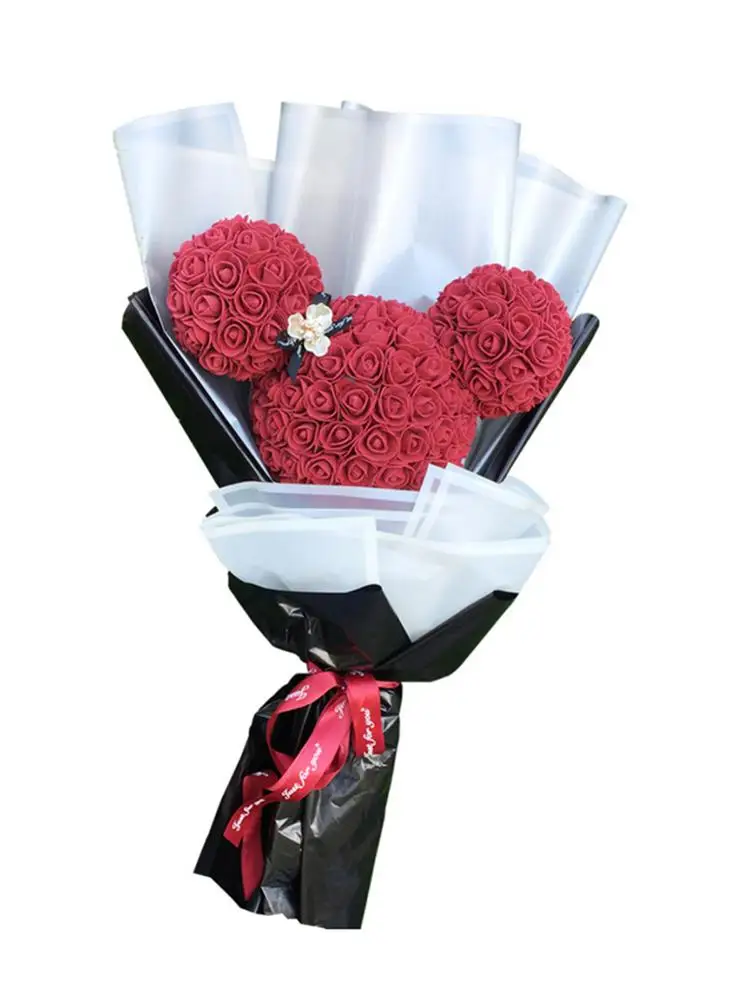 Искусственный цветок букет Роза с подарочной коробкой пузырь вечный цветок медведь на День Святого Валентина подарок на день матери